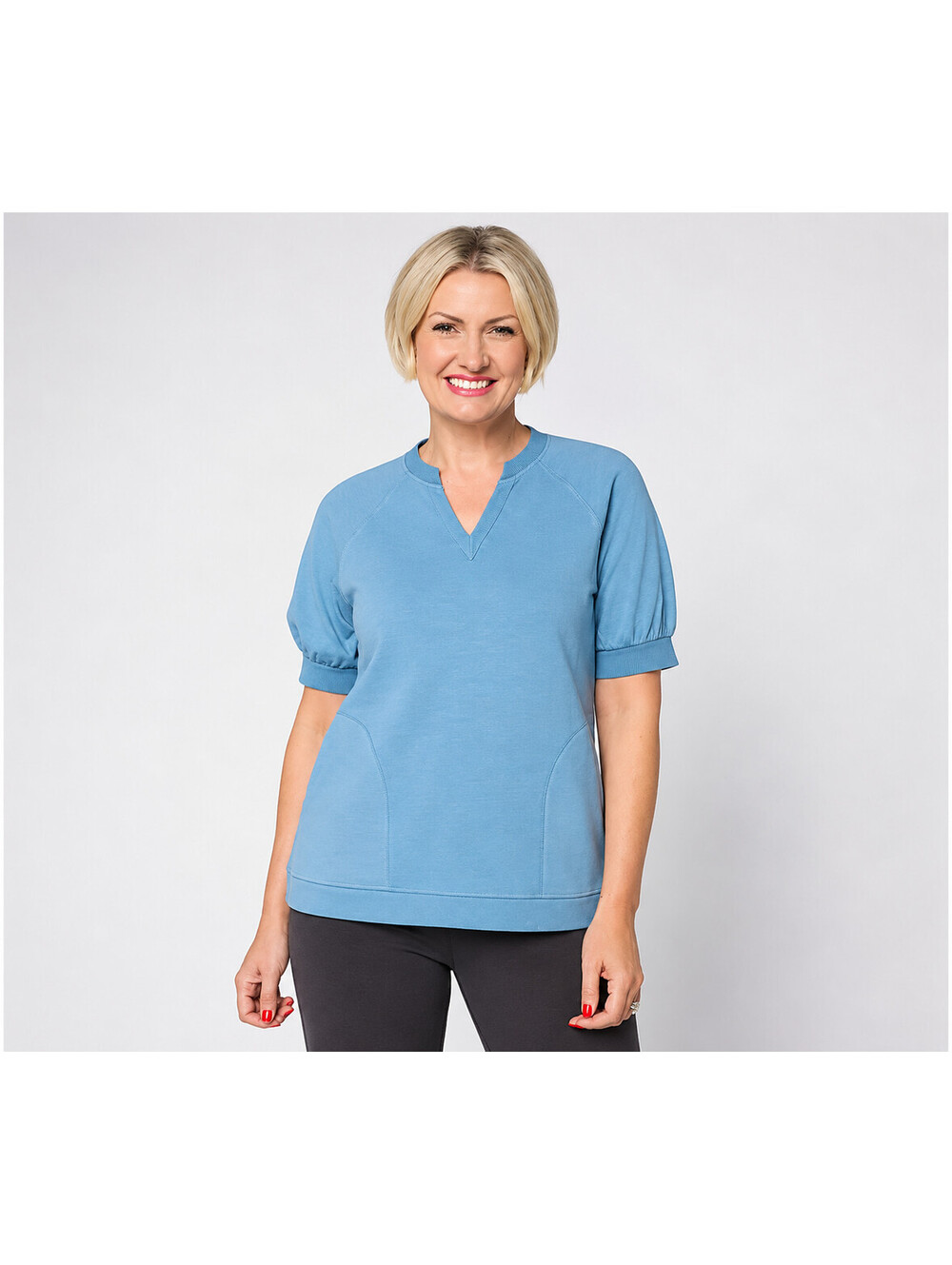 LOGO Lounge By Lori Goldstein Short Sleeve Sweatshirt Spring Lake, Size Medium